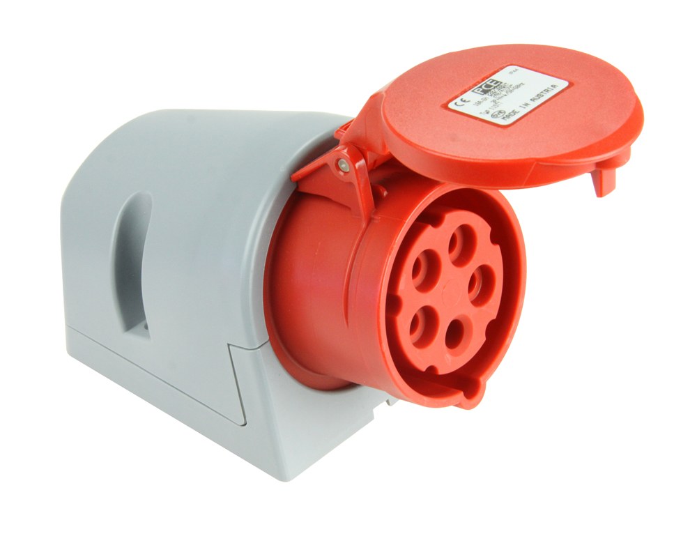 CEE Wandsteckdose 32A 5-phasig rot