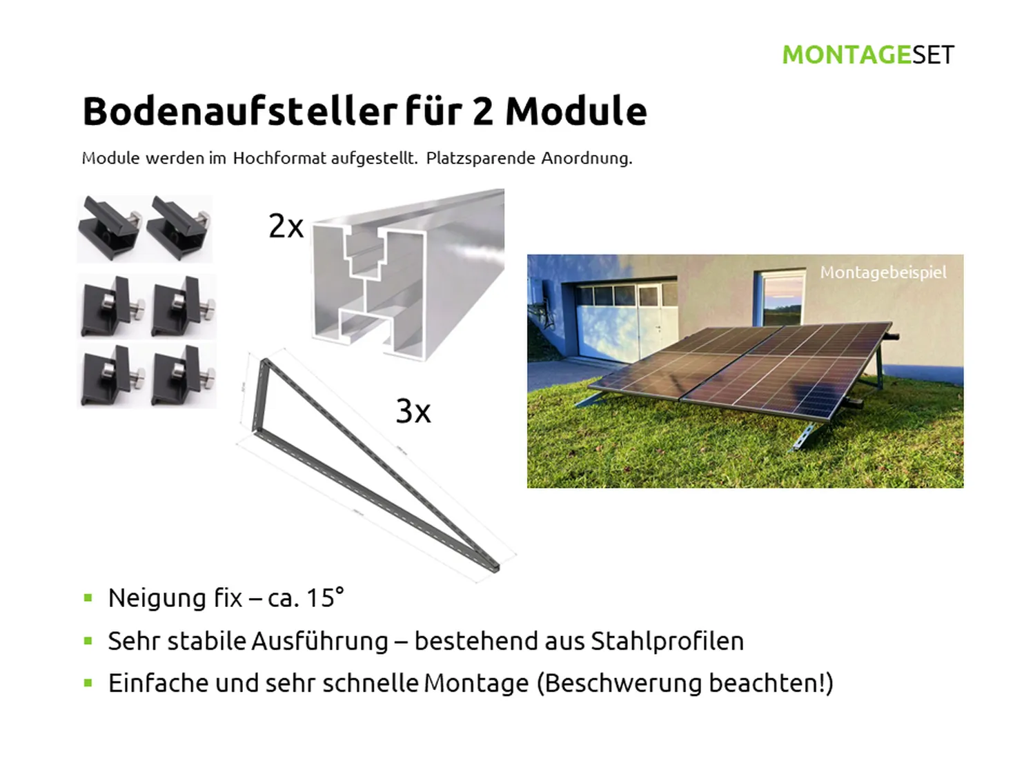 Bodenaufsteller für 2 Module vertikal