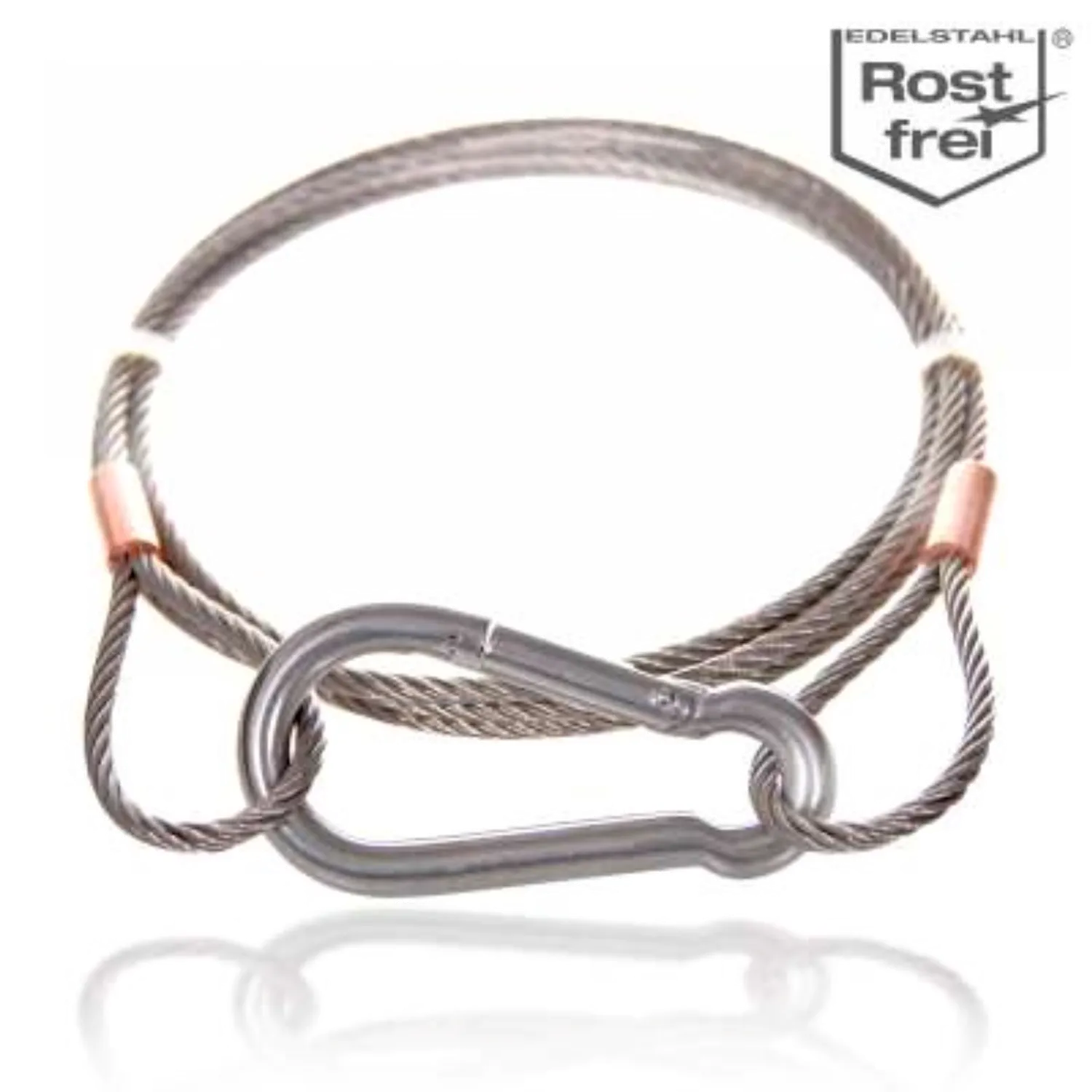 Edelstahlseil mit Schlaufen und Karabinerhaken 2mm / 0,5 m