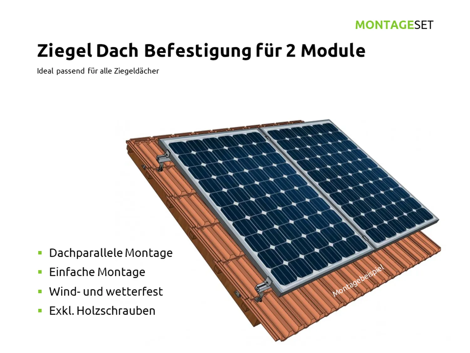 Ziegel Dach Befestigung für 2 Module