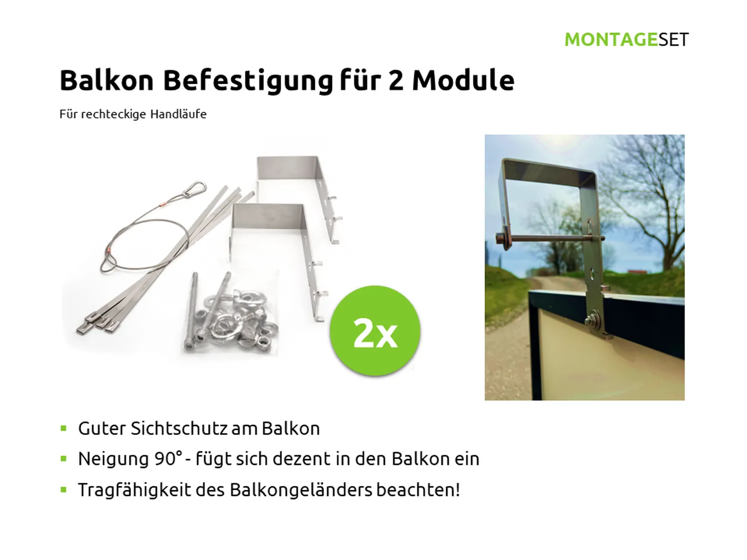 Balkon Befestigung für 2 Module