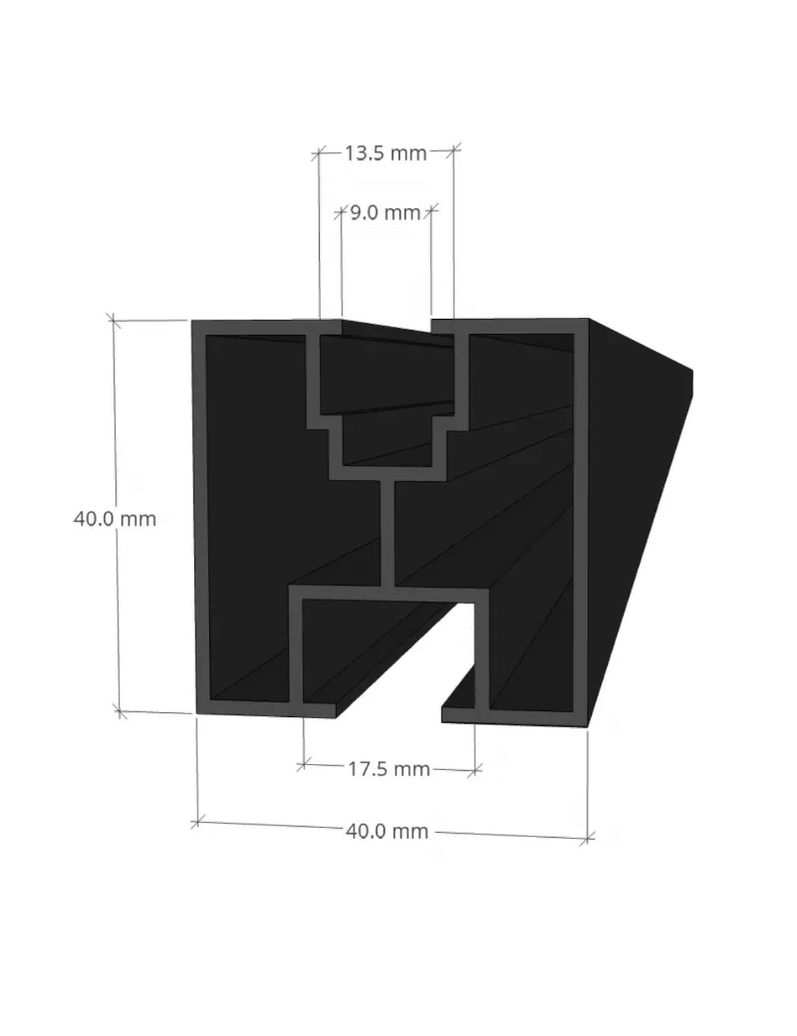 Montageschiene 40x40x2400 schwarz