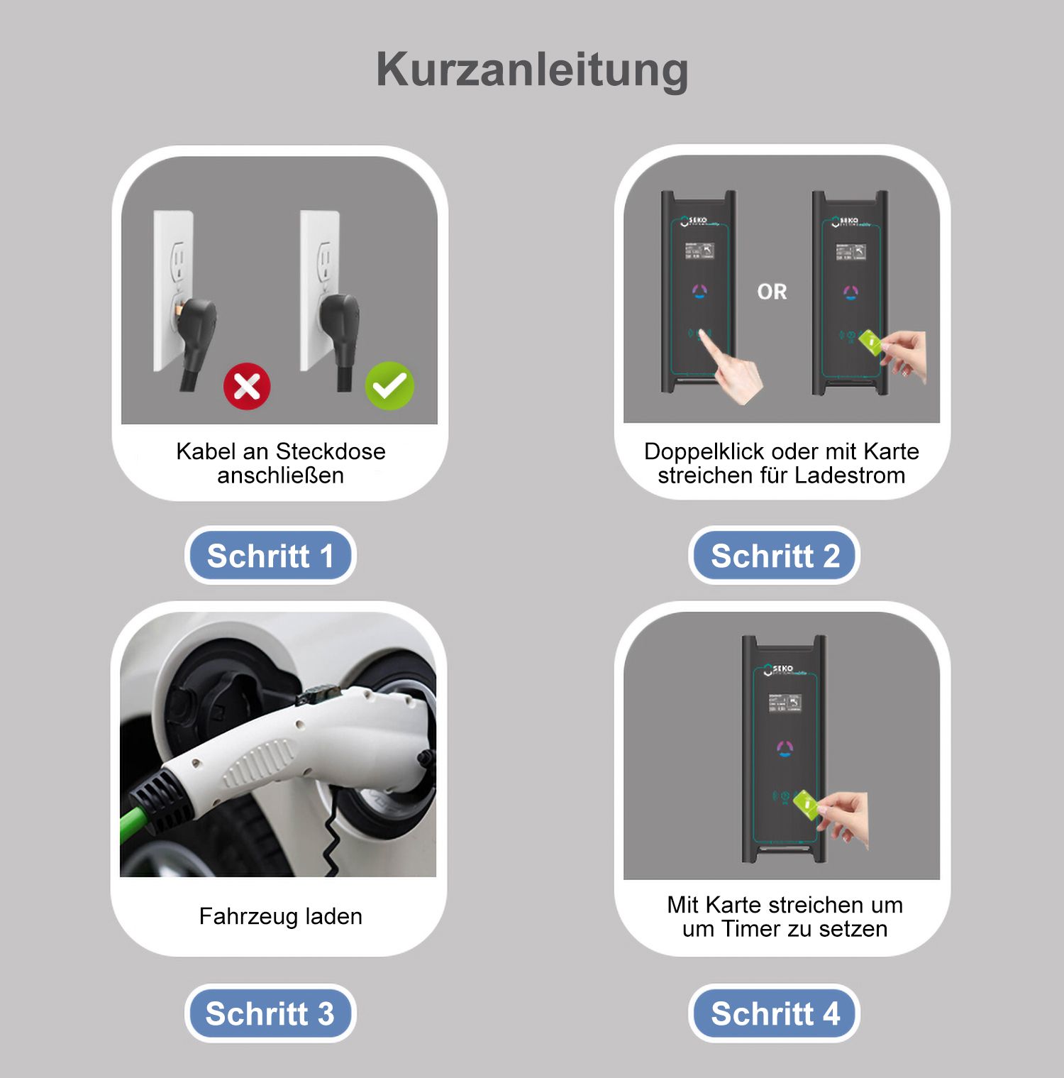 Seko Mobiles Ladegerät 11kW mit 7m Typ-2-Kabel